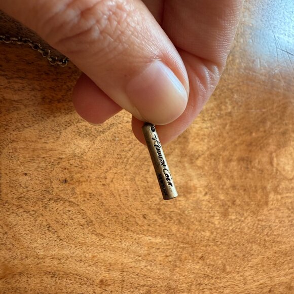 Kenneth Cole Leather + Brass-Toned Modern Hammered Interlocking Necklace - Picture 3 of 6